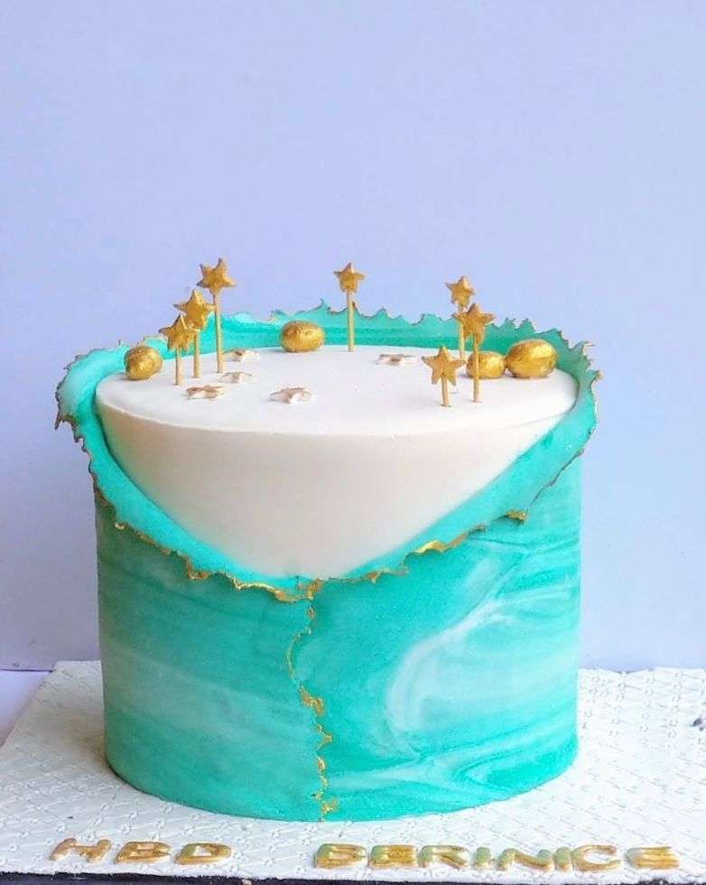Photo of a crispy modern birthday cake