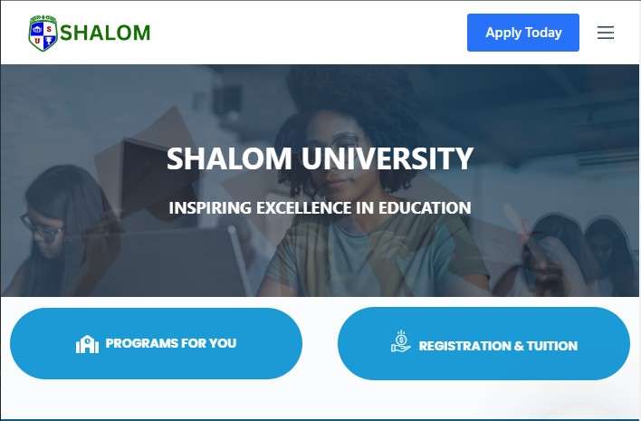 Shalom university website homepage project screenshot